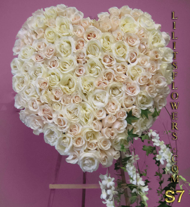  gorgeous funeral heart with white roses