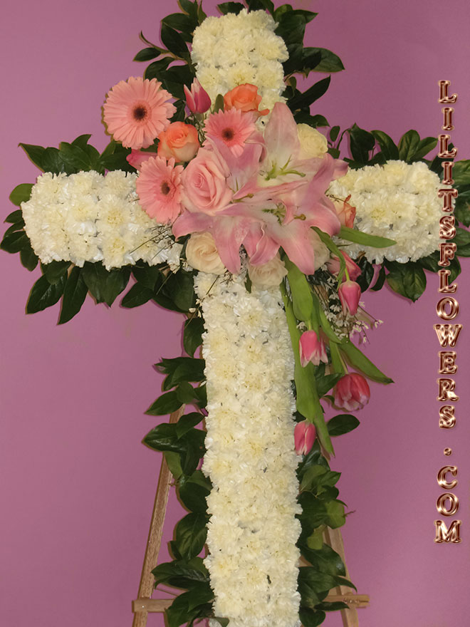 Funeral Florist in North Hollywood, CA Flower Delivery -beautiful funeral cross composed of pink roses, white carnations, pink gerbera daisy -
Lilit's Flowers is the premier sympathy flower shop for North Hollywood and the surrounding towns. Order flowers online from Glendale Florist for same day local flower delivery from conveniently located shops in Southern California to send flowers to Glendale, Los Angeles,  Hollywood, Echo Park, Silver Lake, Atwater Village, Burbank, Sherman Oaks, La CaƱada, Flintridge, Pasadena, San Marino, Alhambra, Arcadia, Thousand Oaks, Tarzana, Tujunga, La Crescenta,Toluca Lake and more.
Make sure to share with us your arrangement.
 https://goo.gl/maps/Jgj1JeCetJv - cross pink and white flowers  - sympathy flowers North Hollywood